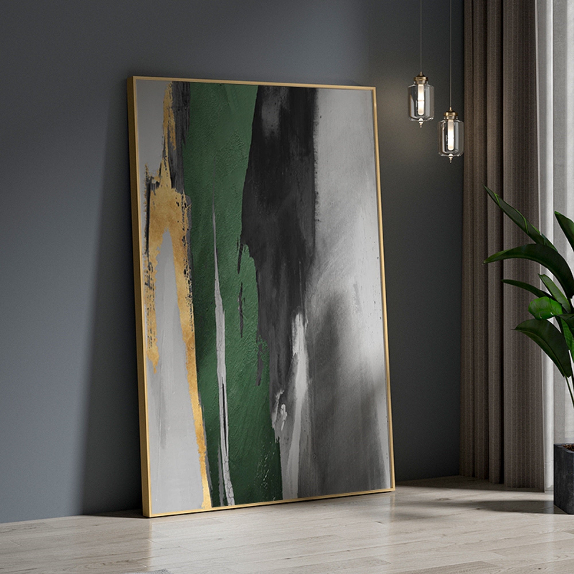 Green And Gold Abstract Painting