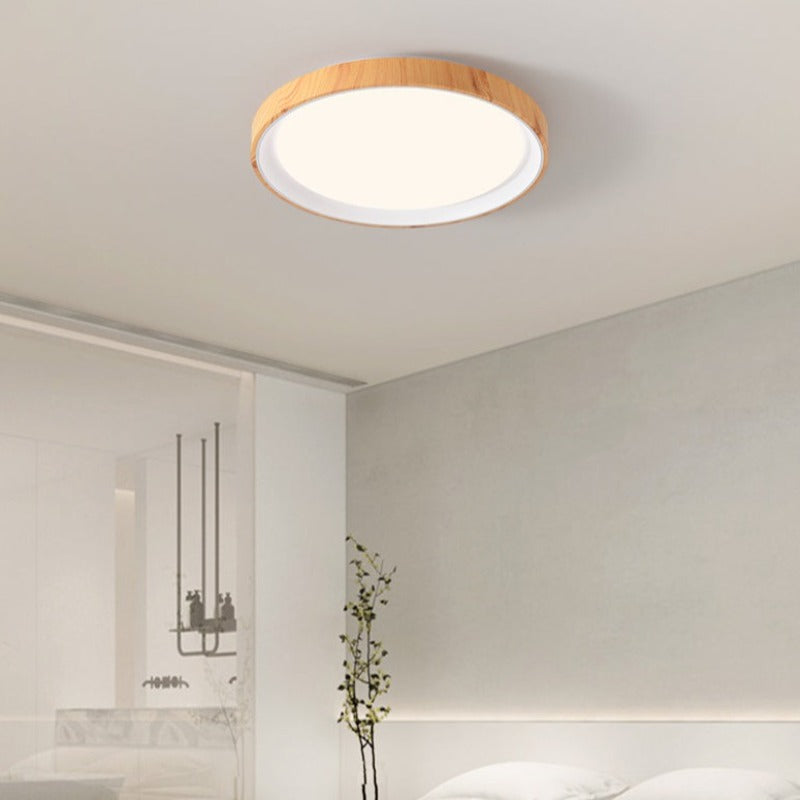 Arisha Modern LED Flush Mount Ceiling Light White Wood Kitchen - Neutralighting