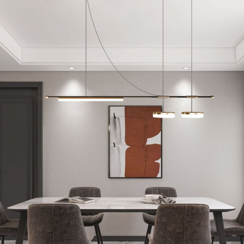 Aria Modern Long LED Pendant Light Black Metal Dining Room - Neutralighting