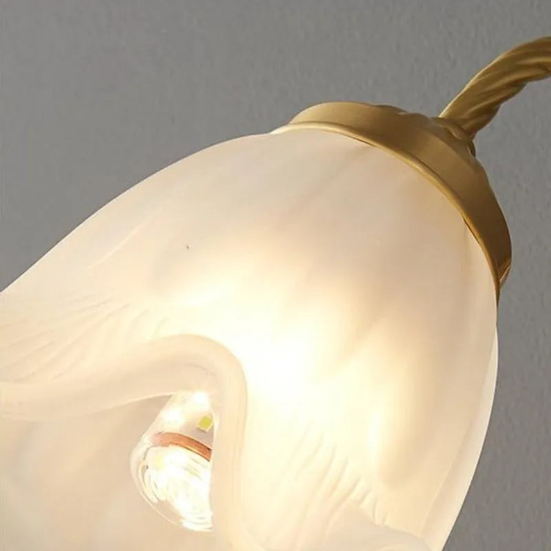 Arisha Retro LED Indoor Wall Lamp Gold Glass Flower-shaped Design Bedroom - Neutralighting