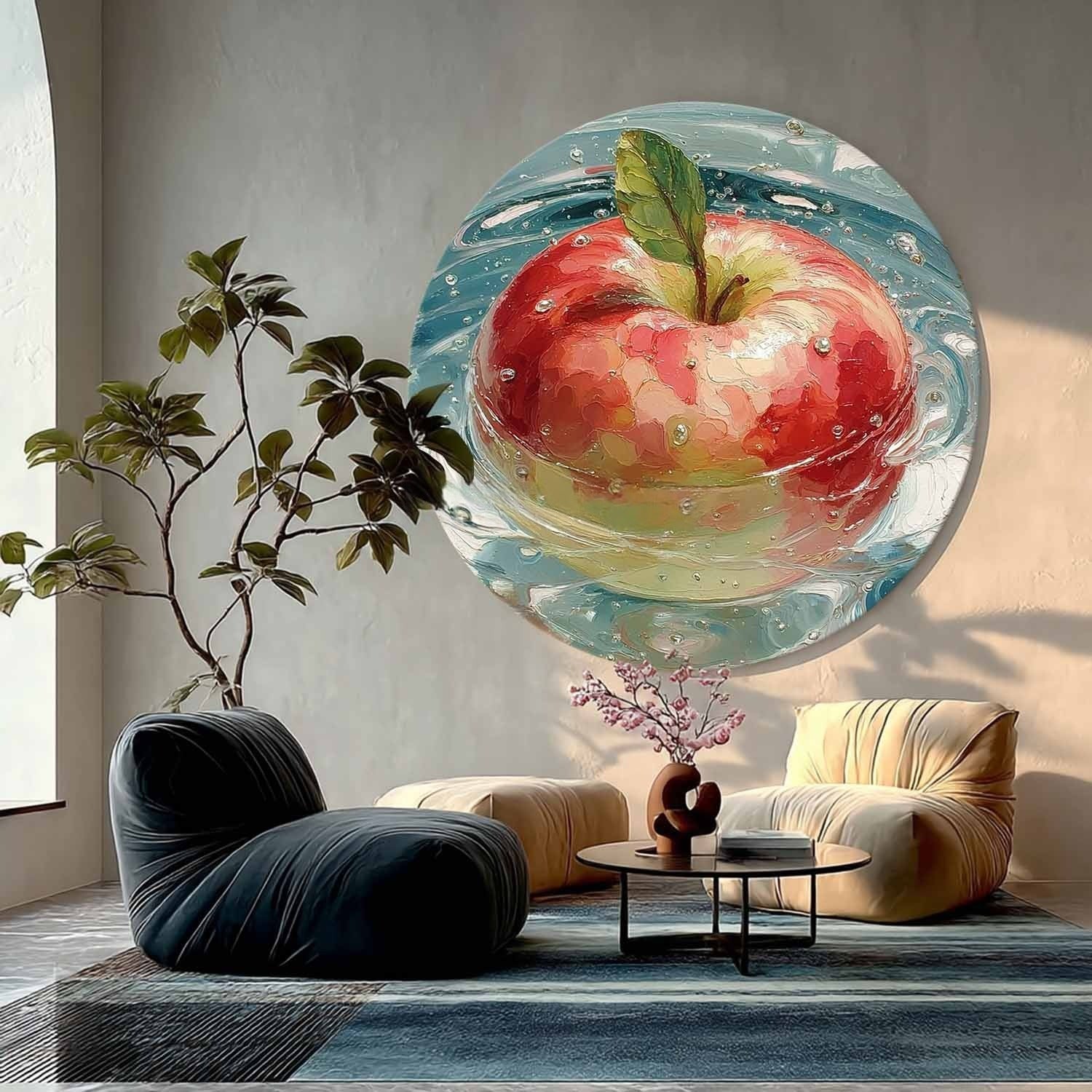 Single Red Apple Glass Bowl Canvas Art