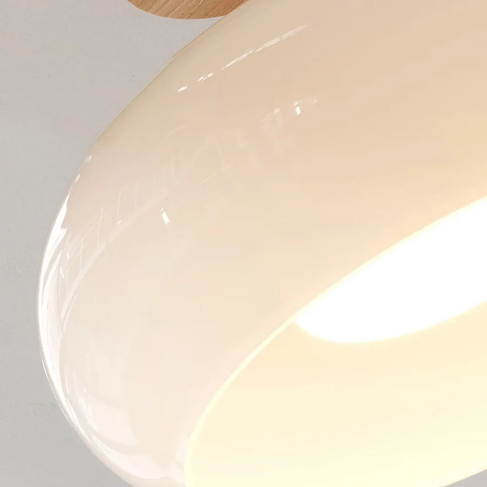Valentina Flush Mount Ceiling Light Cup Minimalist Wood/Glass White/Orange