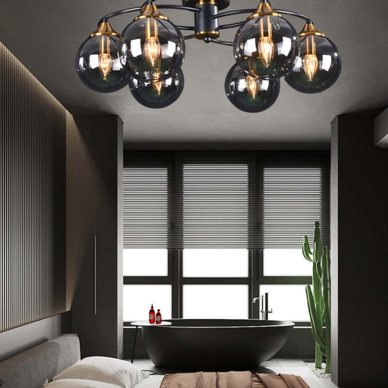 Valentina Nordic Bubble Glass Ceiling Light, Gray/Amber - Neutralighting