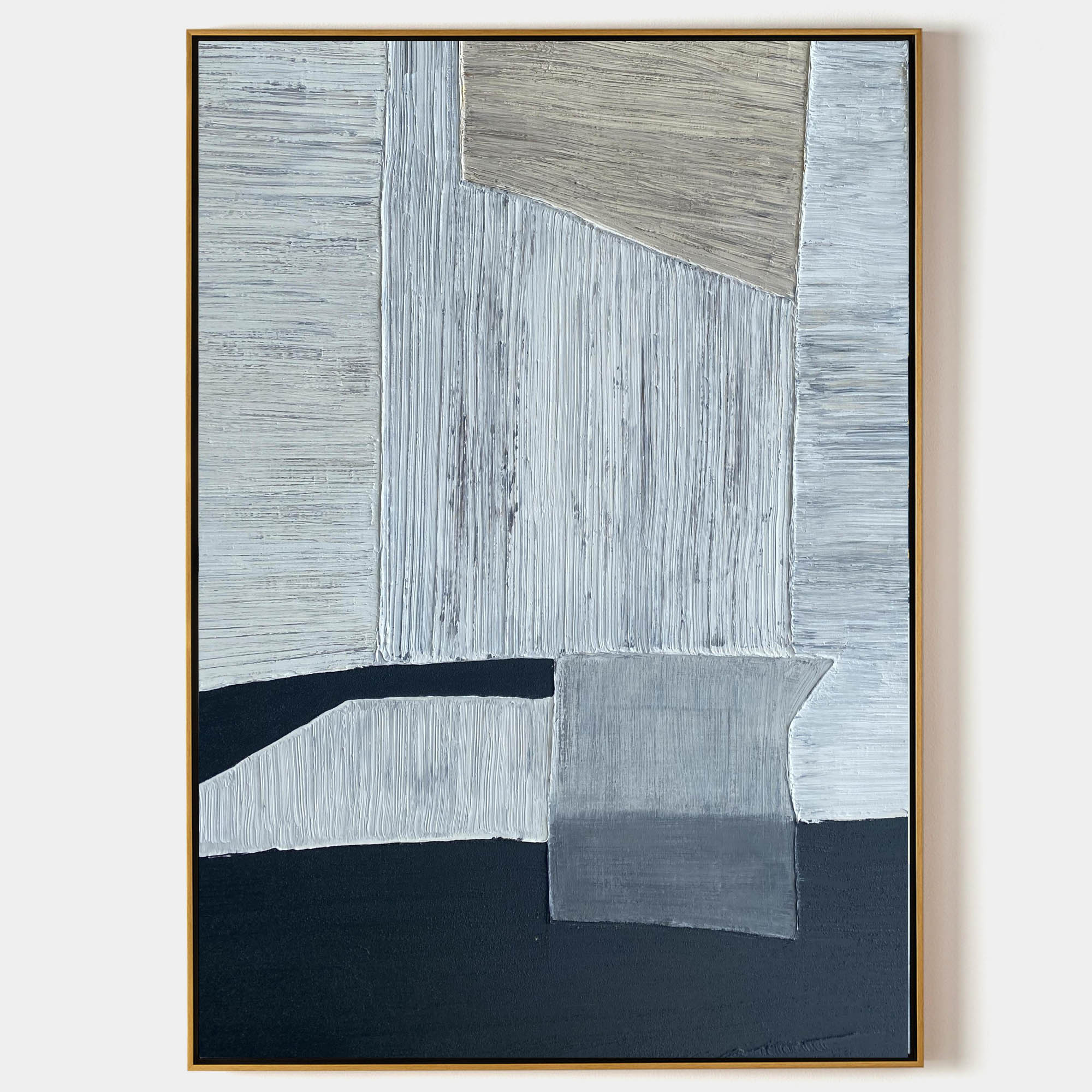 Layered Geometric Abstract Hand‑Painted Brush‑Stroke Textured Artwork