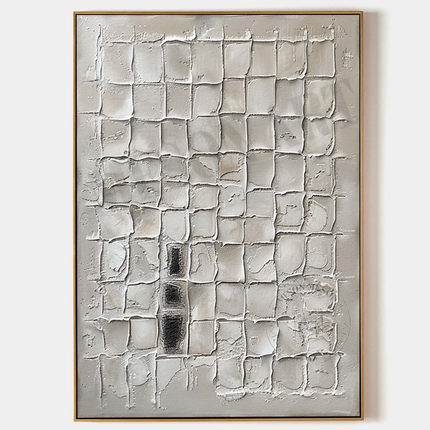 Wall Art White Bas-Relief Abstract Oil Painting