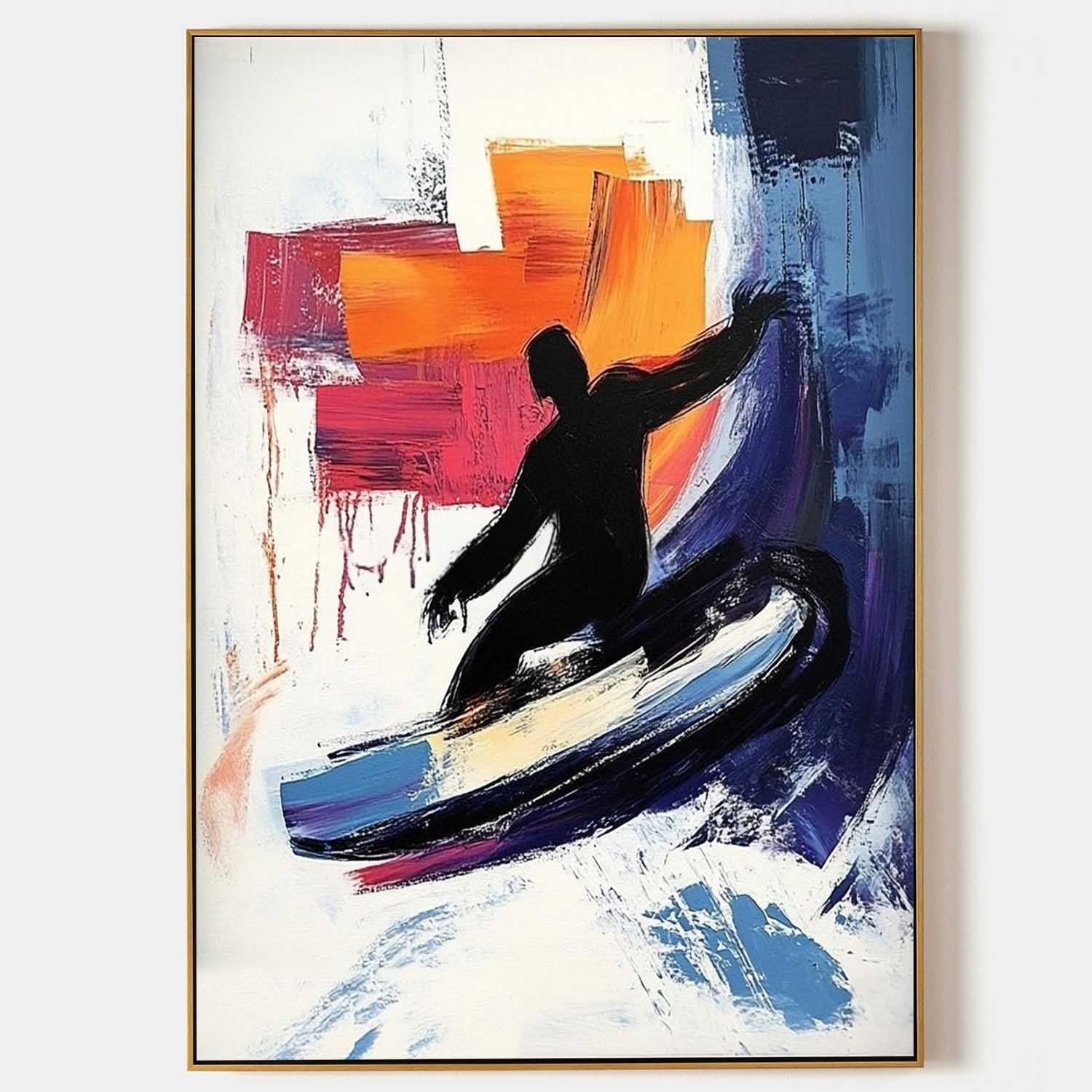 Wall Art Dynamic Textured Surfer Wave