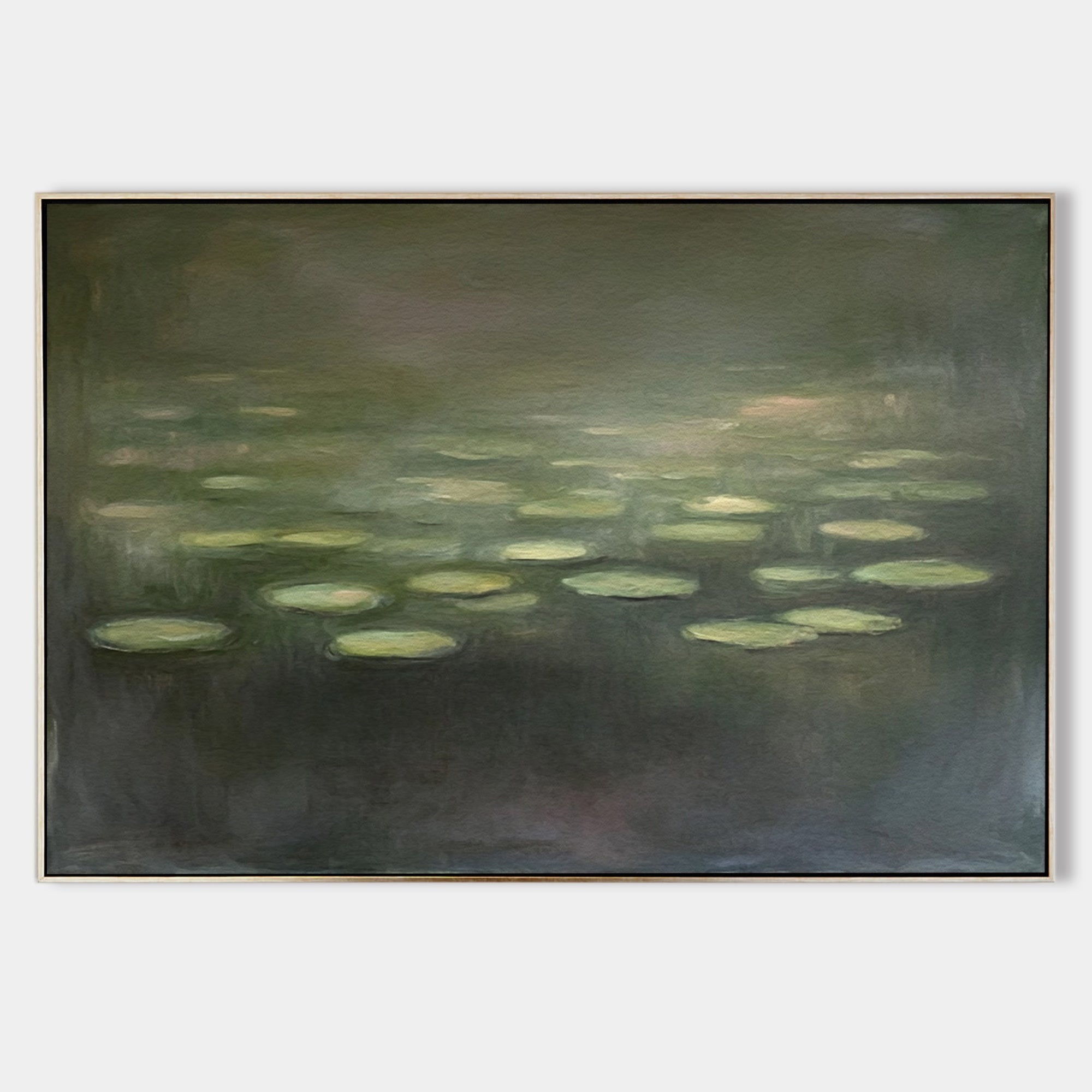 Wall Art Green Water Lilies Abstract Oil Texture Bedroom | Neutralighting