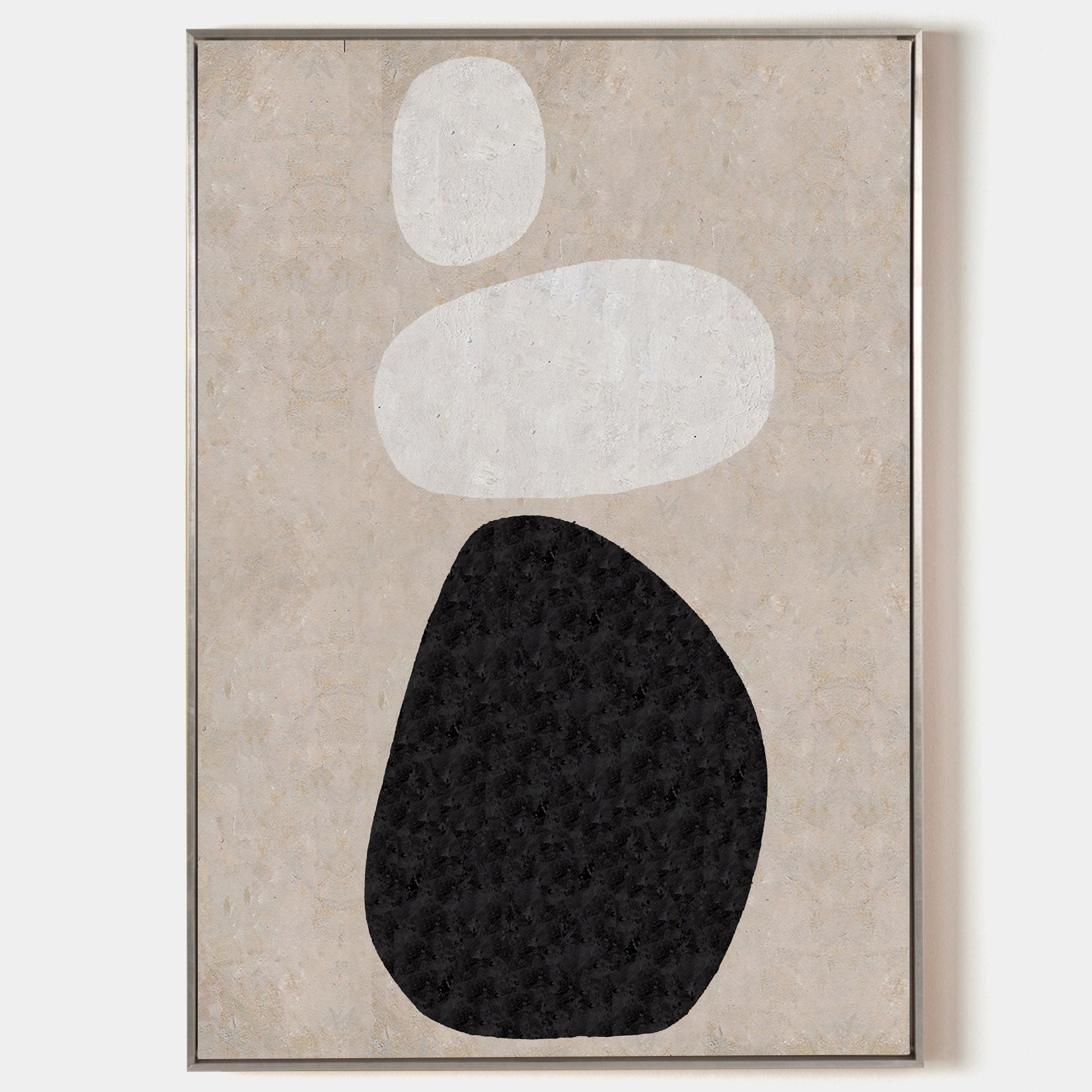 Stone‑Shaped Silhouette Abstract Hand‑Painted Matte Textured Artwork