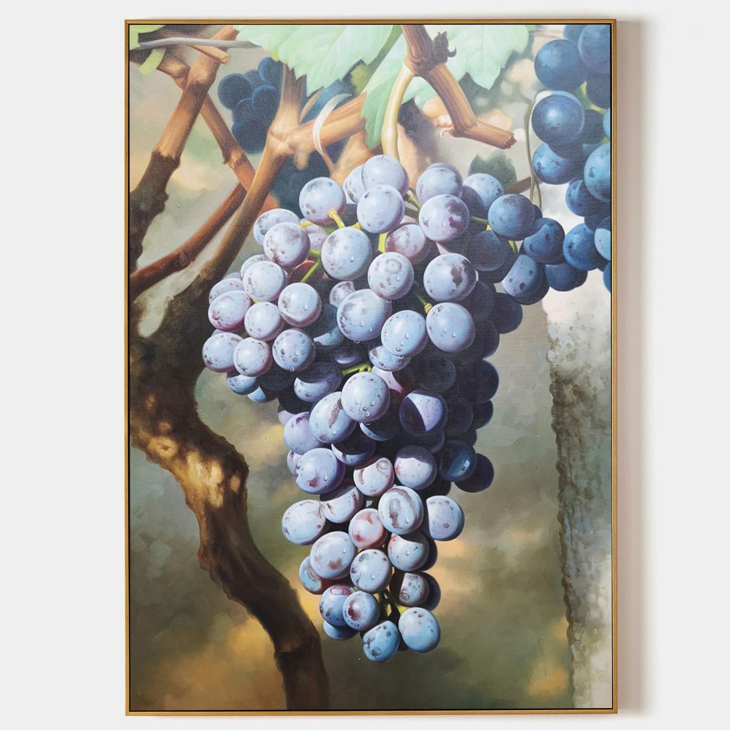 Wall Art Vertical Realist Purple Grape Scene Deep
