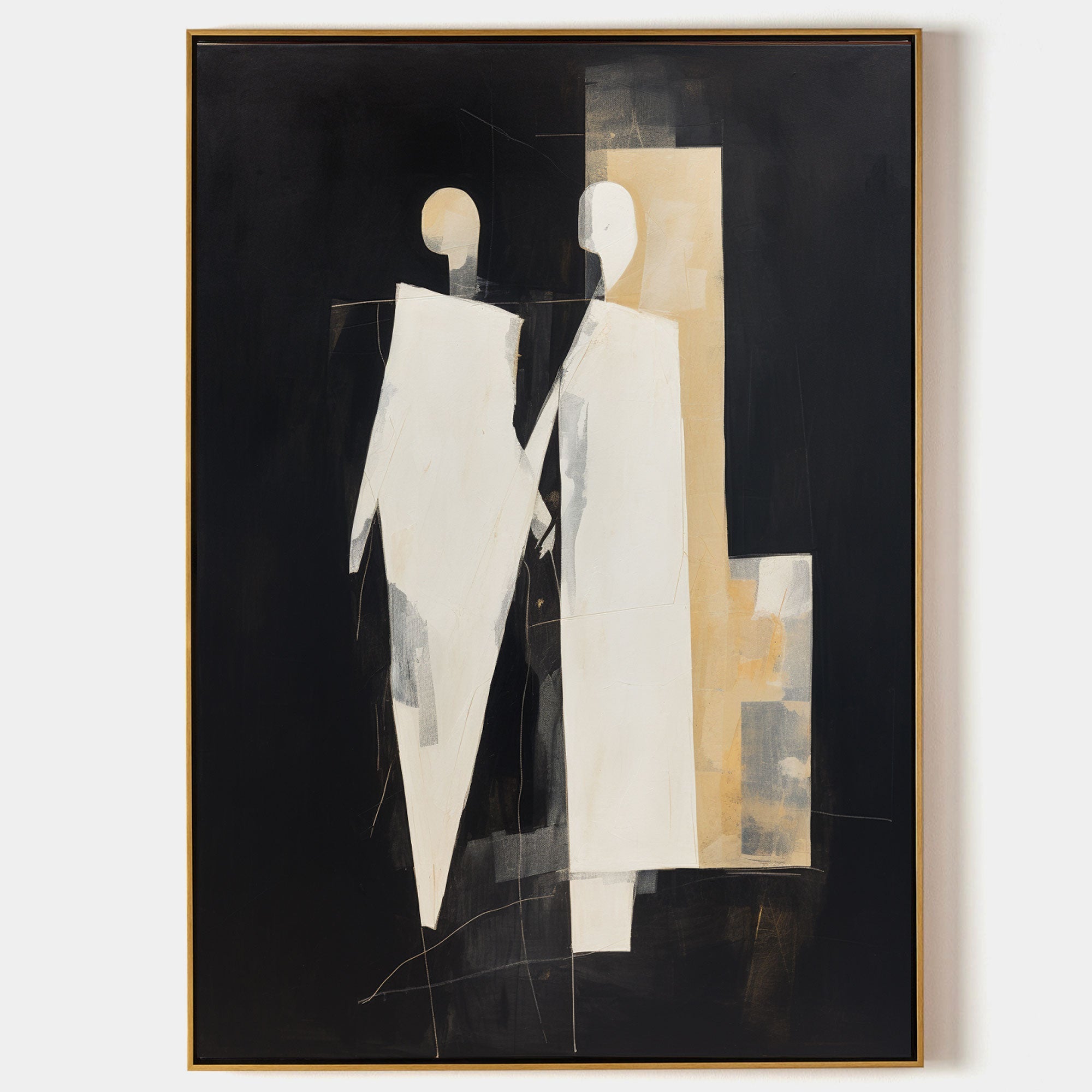 Wall Art Black Beige Abstract Figure Collage