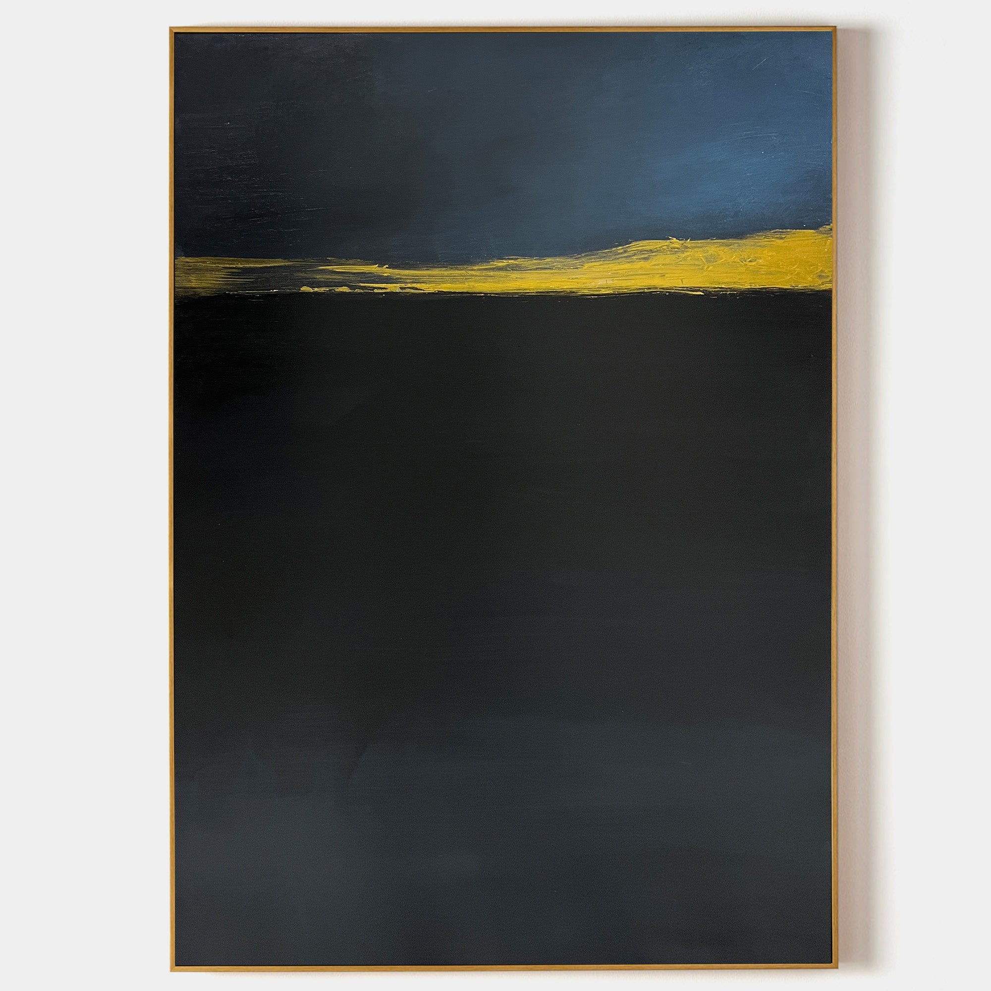 Modern Black Gold Yellow Abstract Linen Art