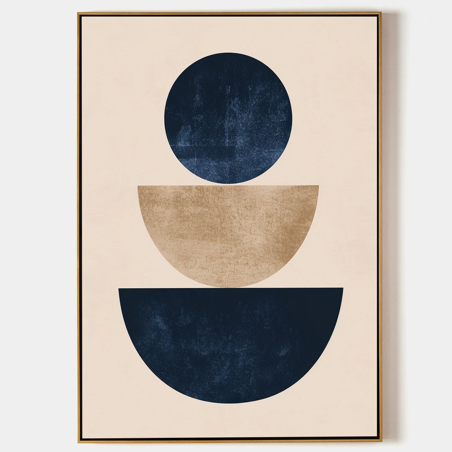 Navy Blue Beige Geometric Painting