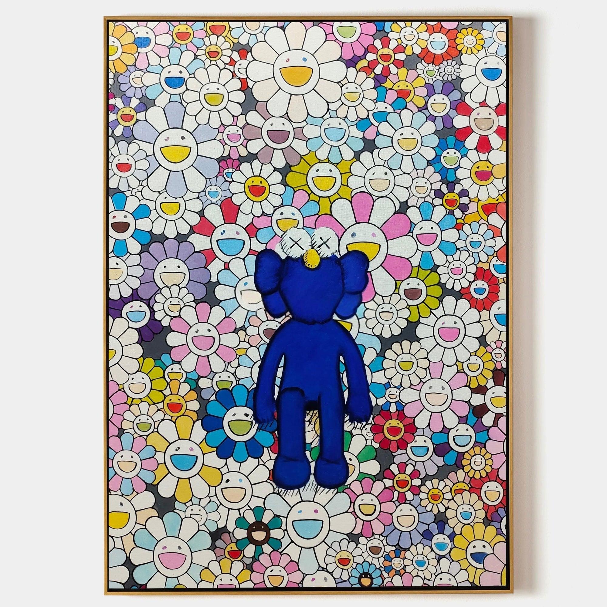 Wall Art Blue Kaws Murakami Flower