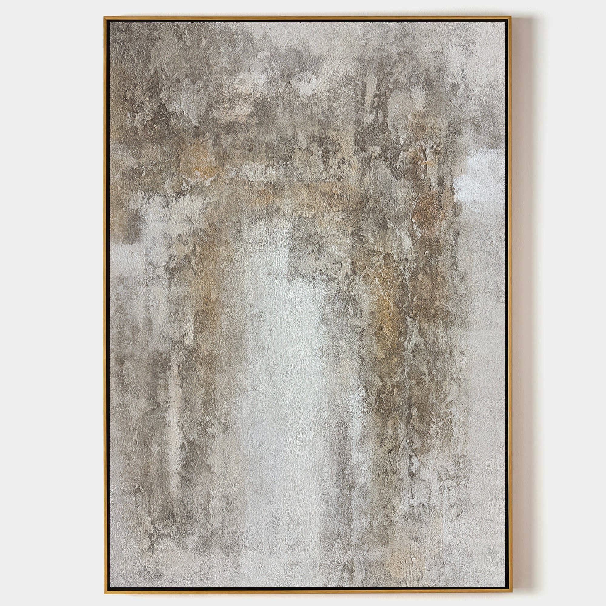 Aged Vintage Abstract Hand‑Painted Gold‑Flecked Muted Earth‑Tone Textured Artwork