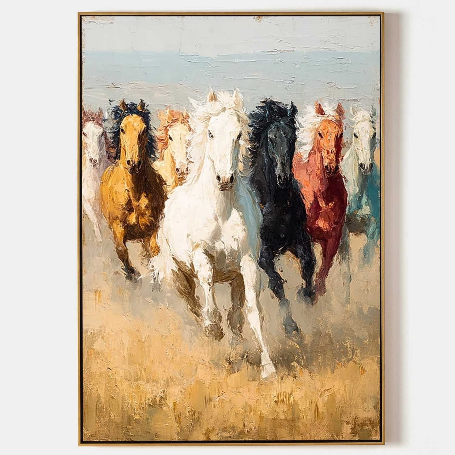 Wild Horses Running 3D Impasto Painting