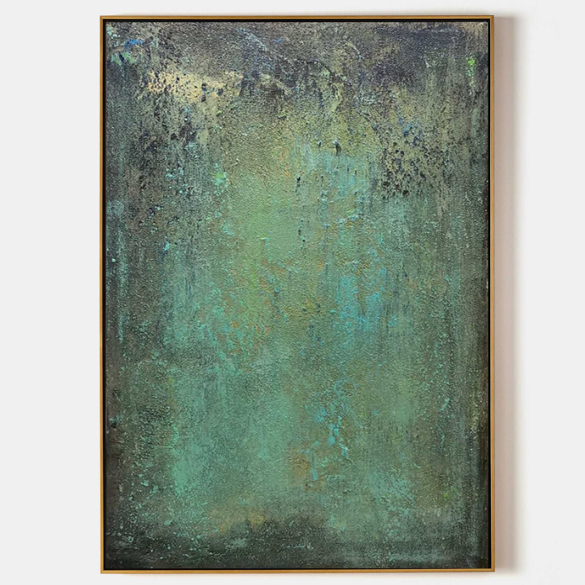 Moody Landscape Painting Teal And Black Atmospheric