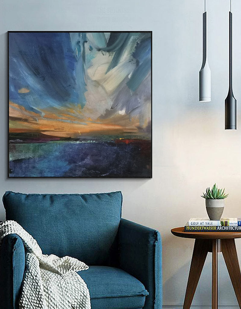 Blue Coastal Oil Painting