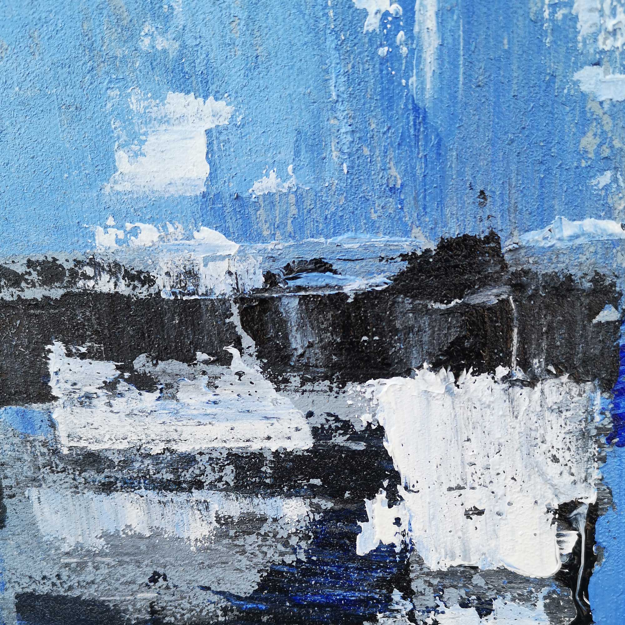 Blue White Abstract Geometric Painting
