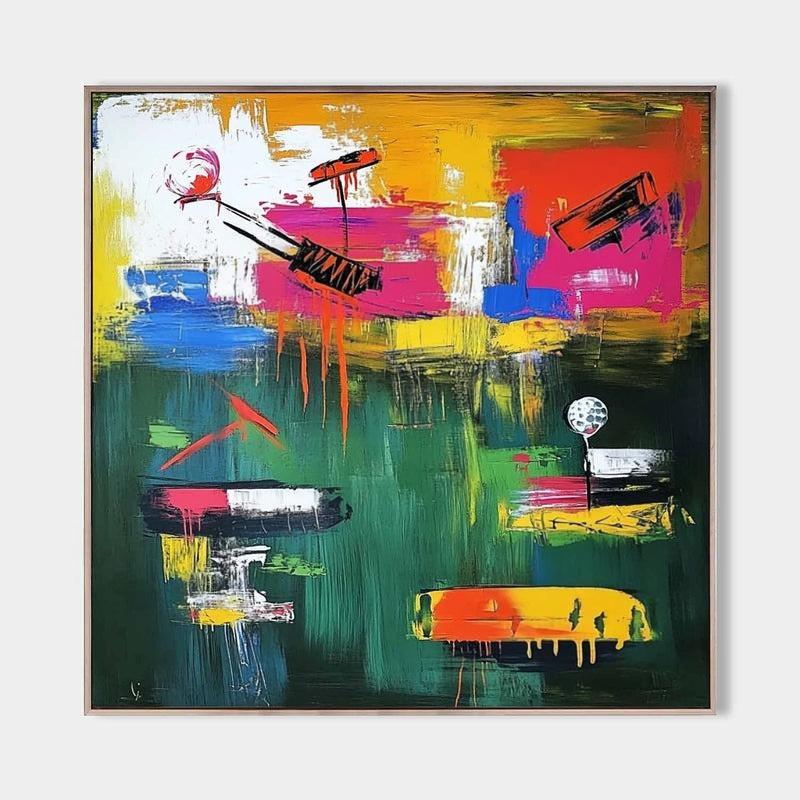Wall Art Square Expressionist Golf Painting