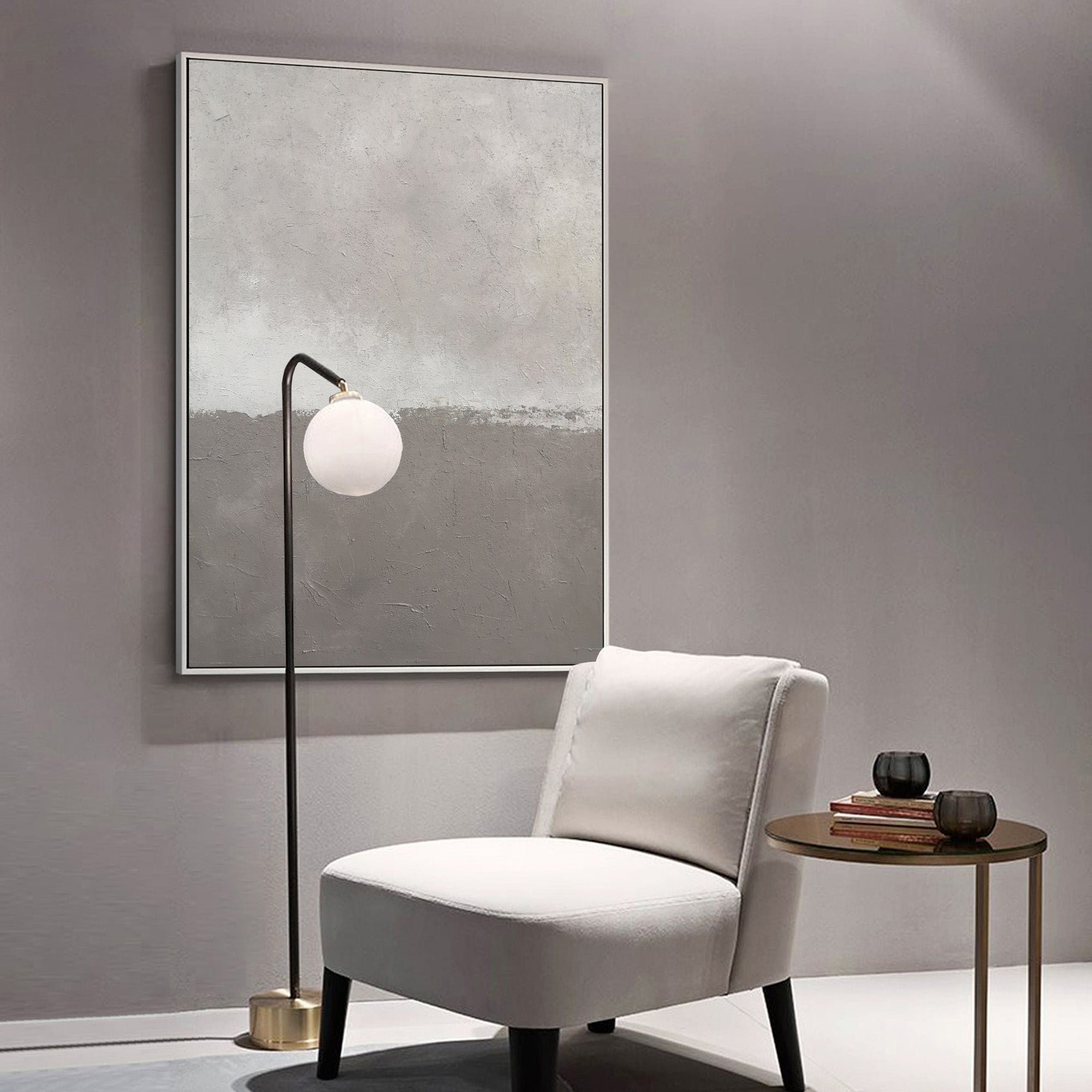 Taupe‑Greige Vertical Two‑Tone Plaster‑Textured Minimalist Artwork