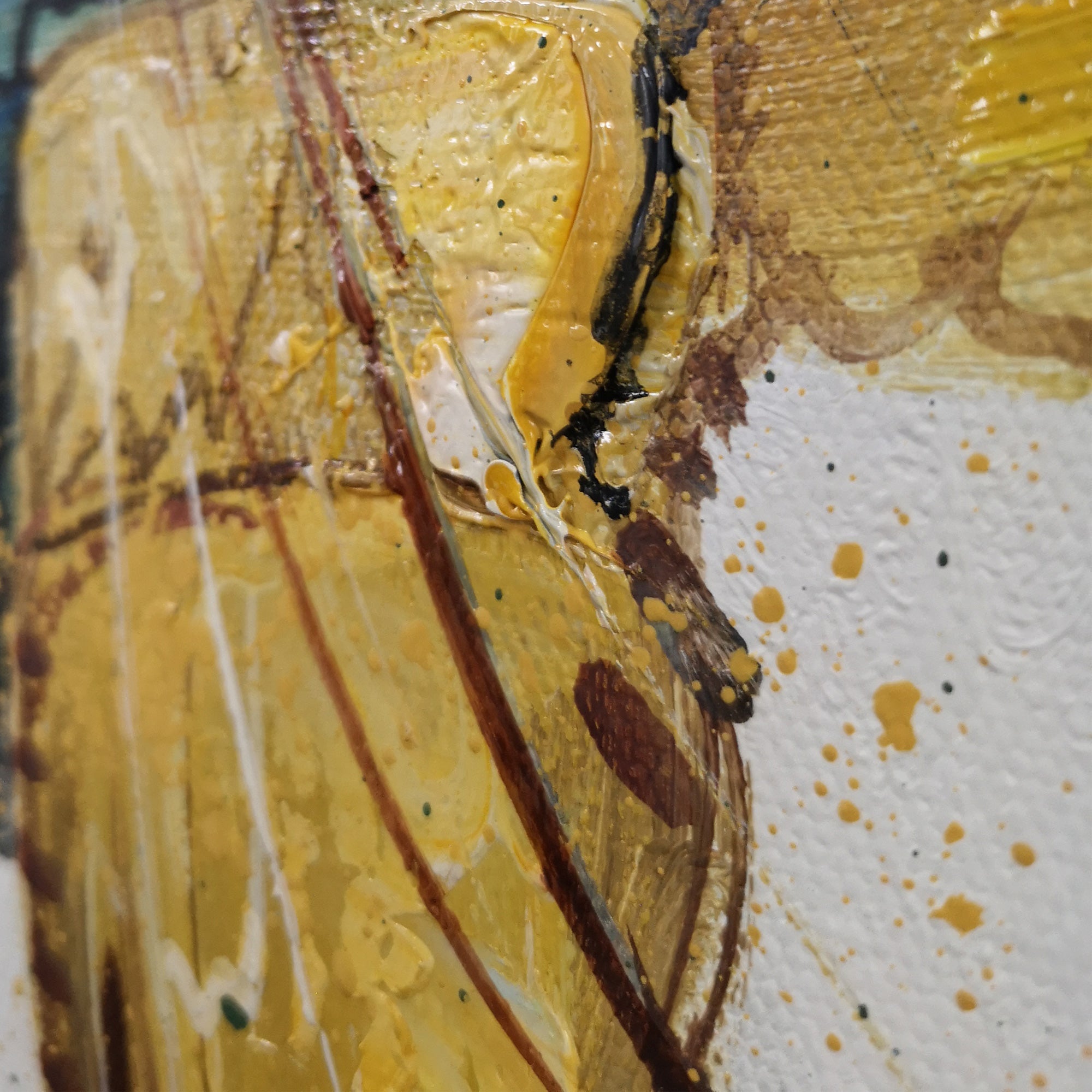Coastal Abstract Blue Gold Organic Textured Wall Art