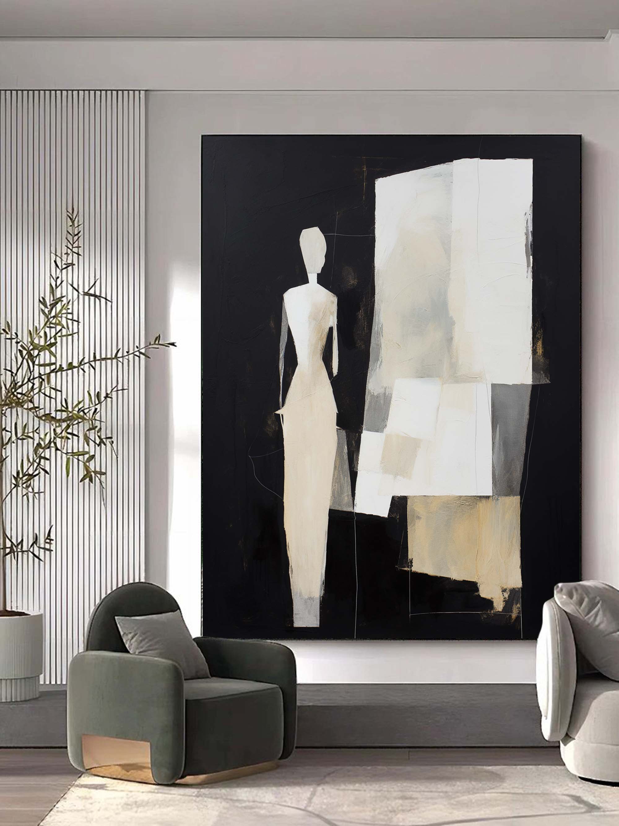 Wall Art Contemporary Abstract Silhouettes Linen Canvas
