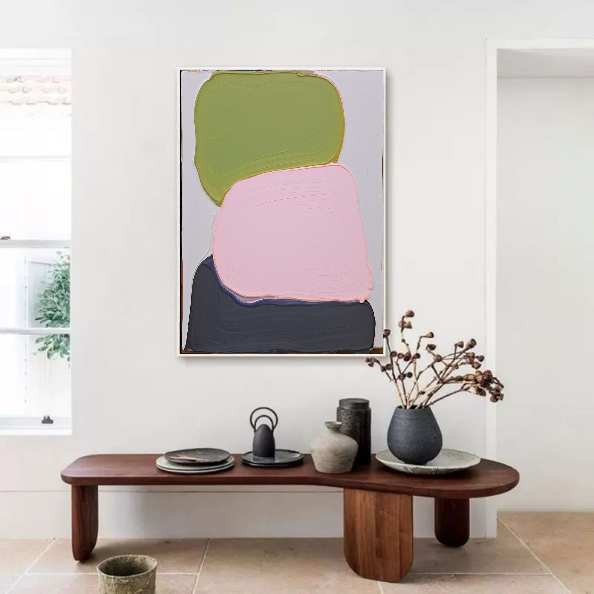 Wall Art Sage Green Pink Charcoal