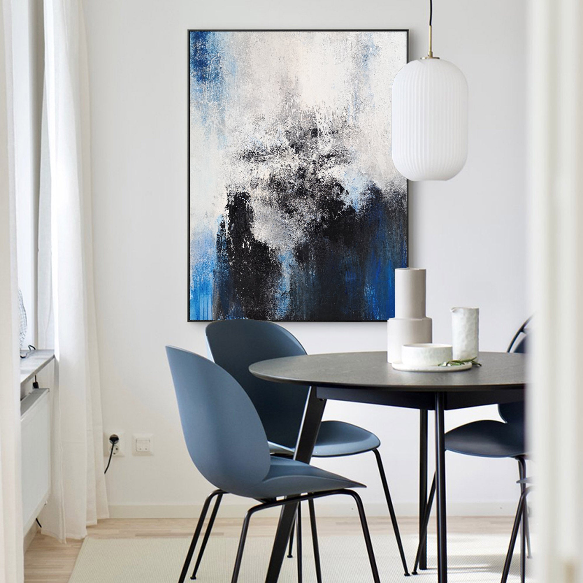 Blue And Black Abstract Painting ABAV96 - Neutralighting