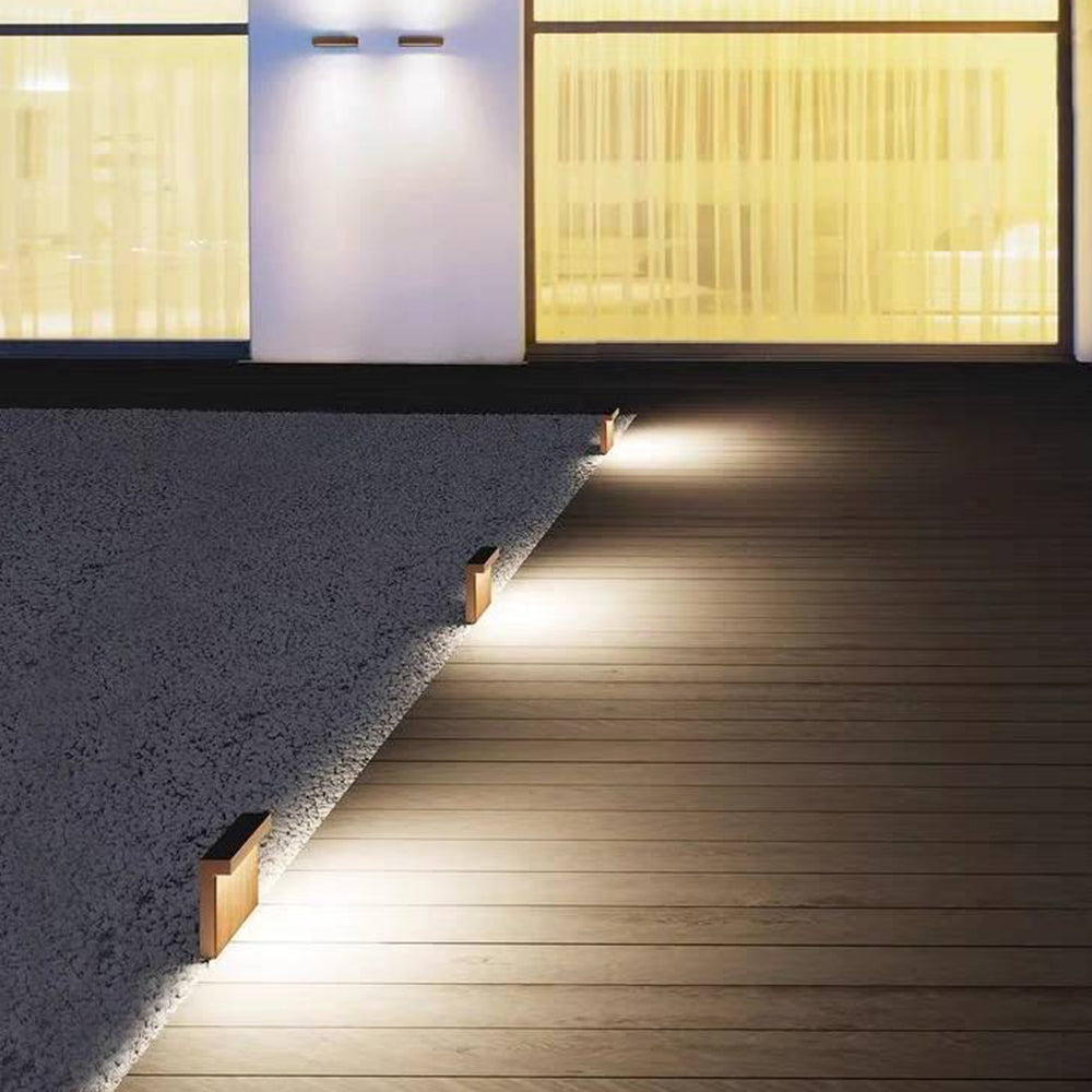 Ray Modern Metal Rectangular Outdoor Path Light, Wood - Neutralighting