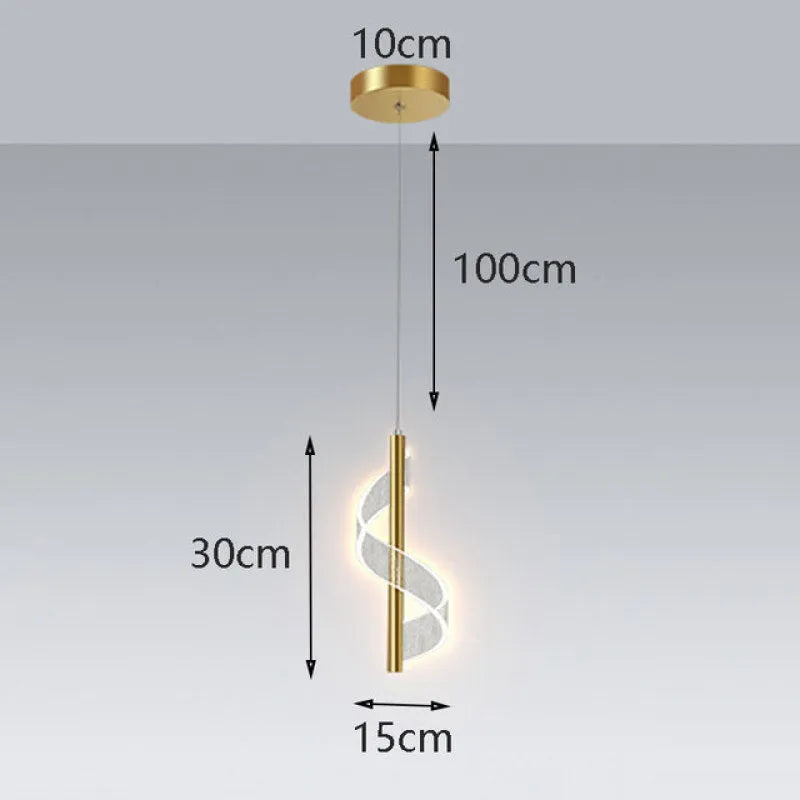 Zeva Vintage Golden Ribbon Pendant Light, Metal/Acrylic - Neutralighting