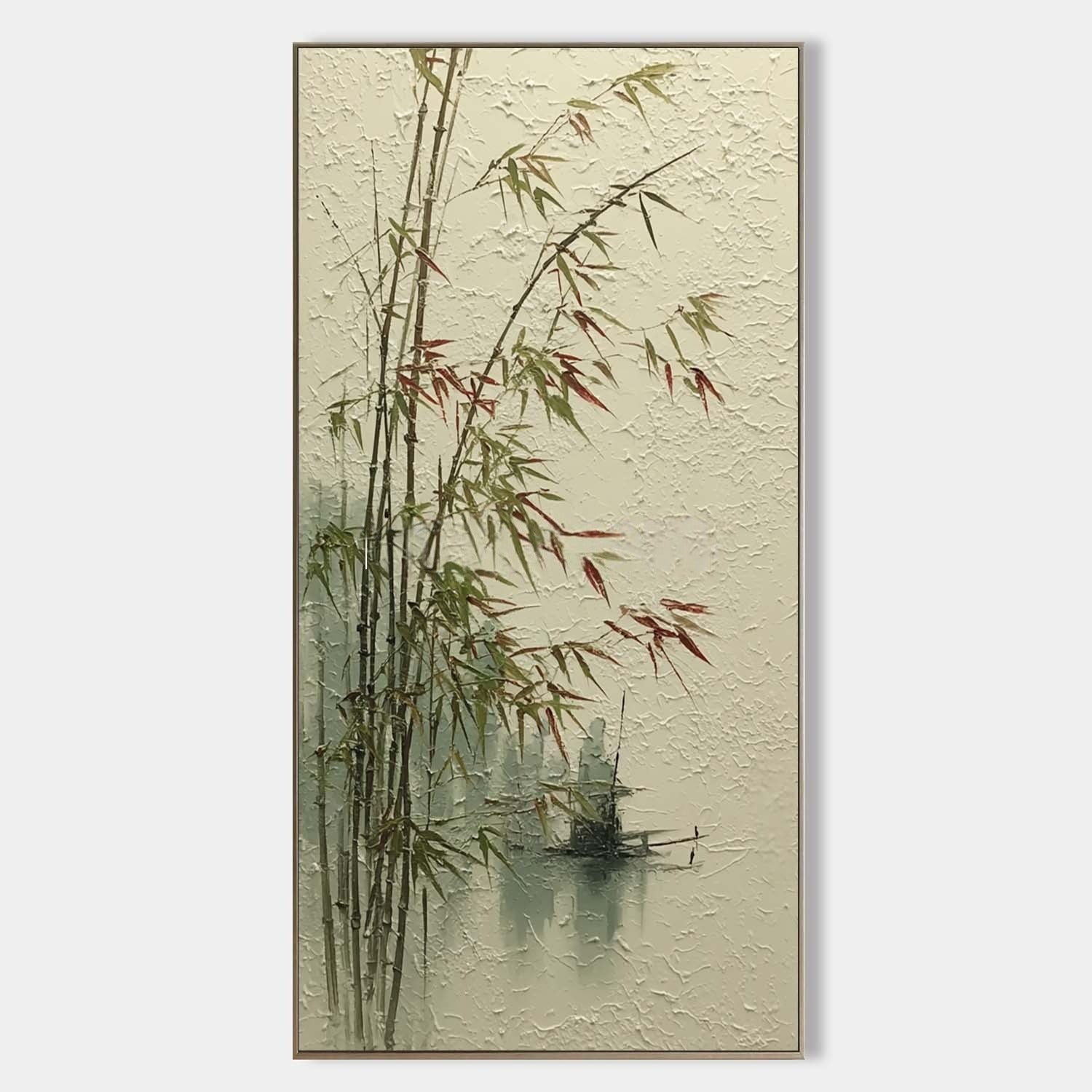 Bamboo & Fishing Boat 3D Impasto Painting