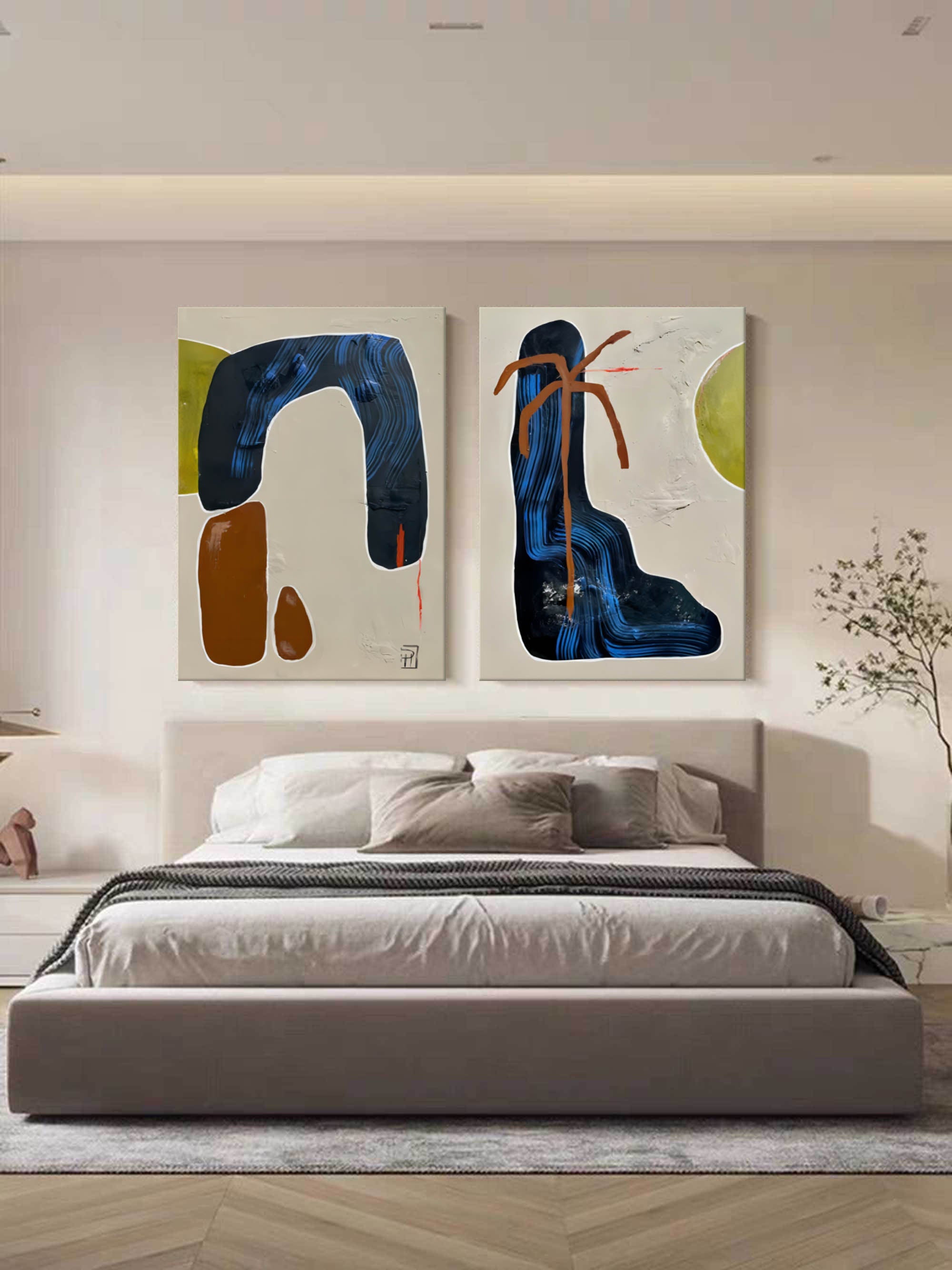 Abstract Painting Set Of 2 SP147 - Neutralighting