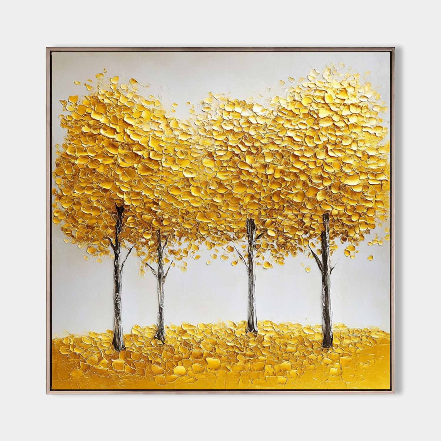 Golden Tree Landscape Textured Painting