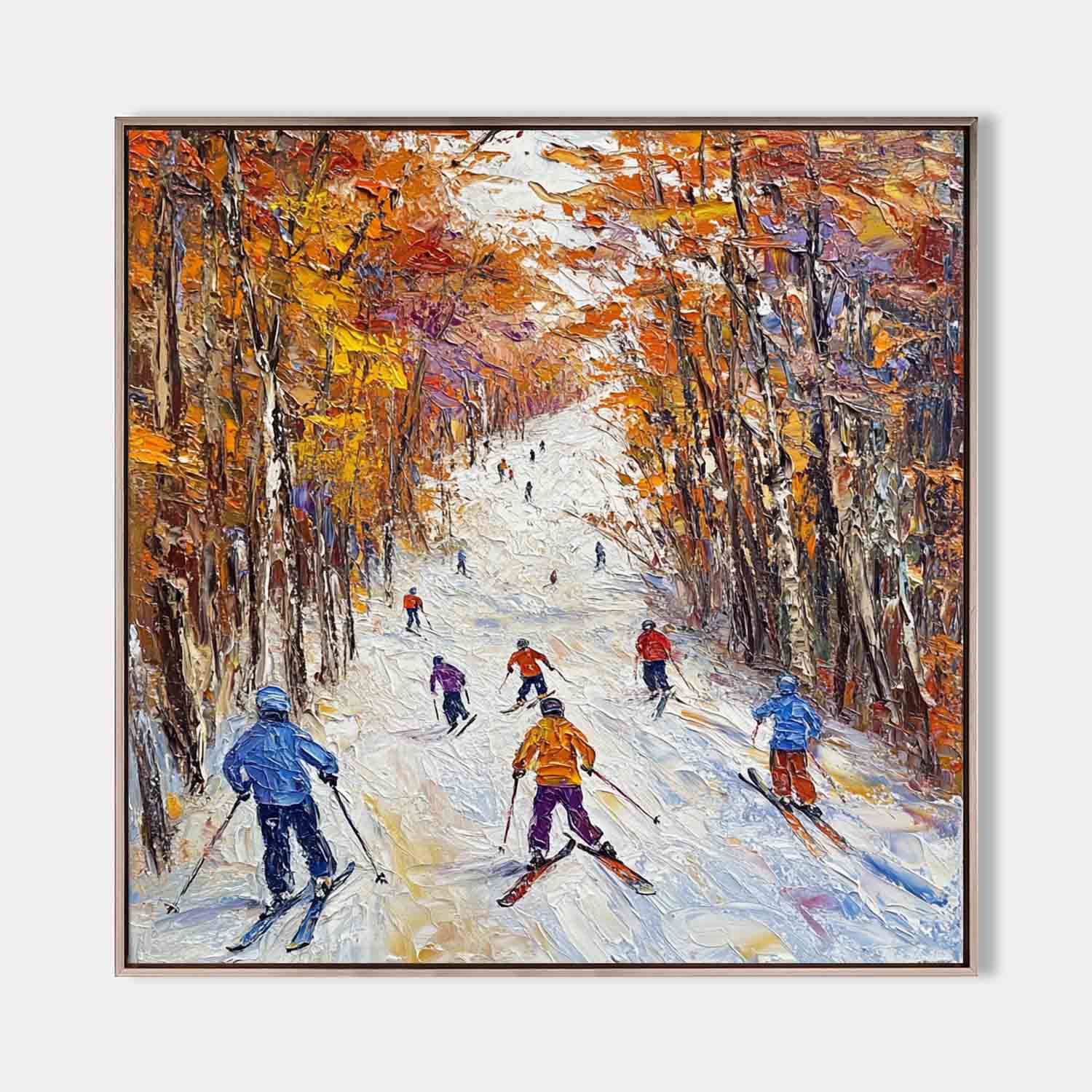 Joren Skiing Autumn Scene Canvas Wall Art