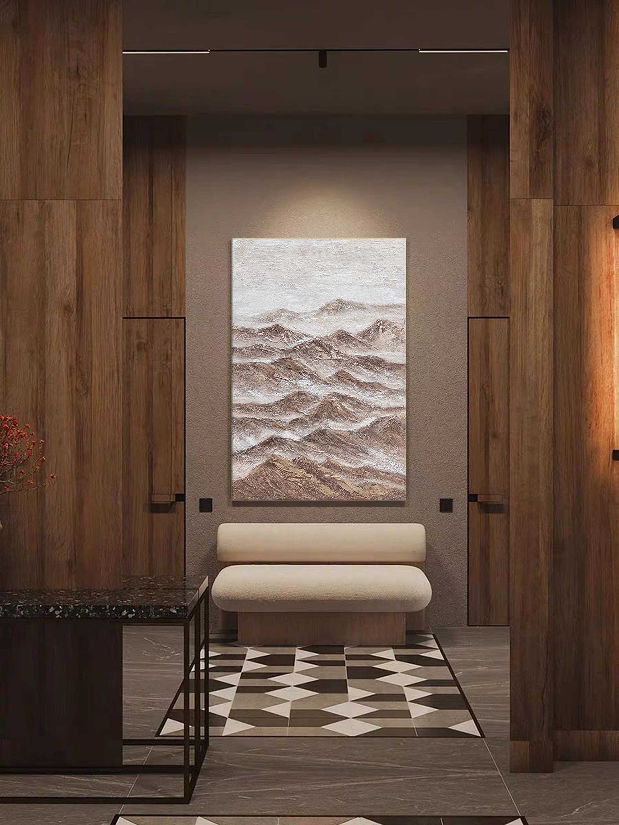 Wall Art Mountain Ranges Wabi-Sabi Textured Linen