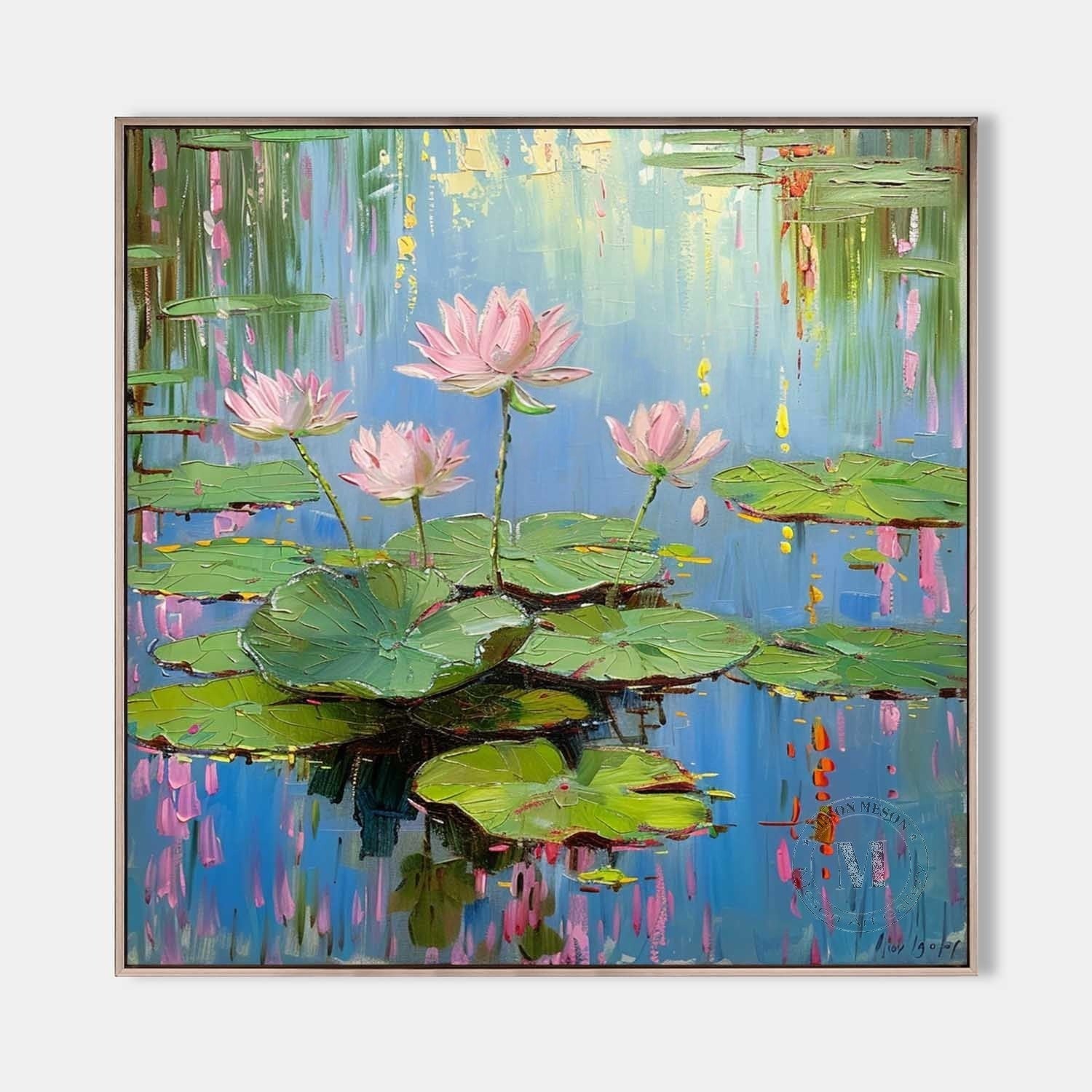 Wall Art Serene Pink Water Lilies Pond