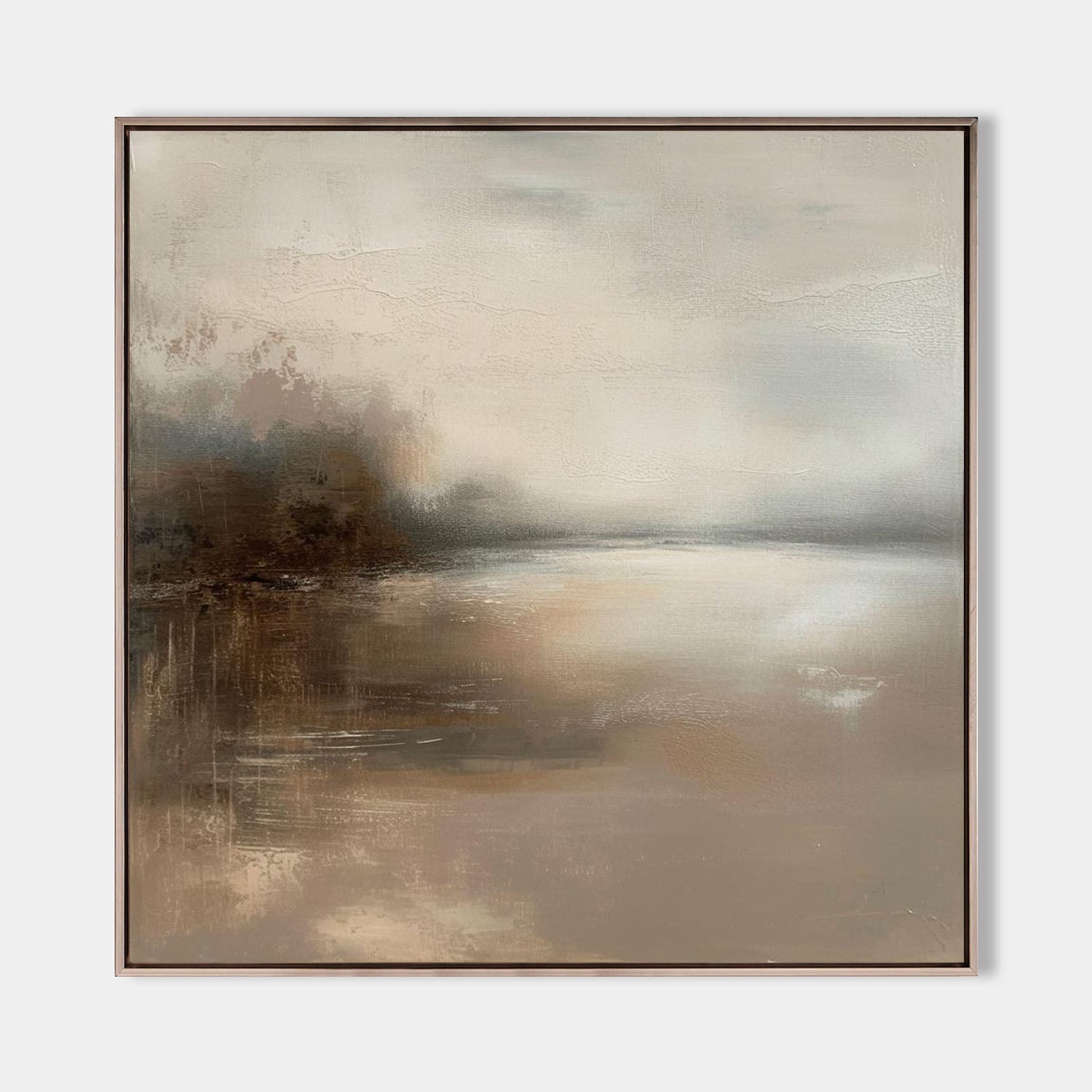 Ethereal Misty Lake Landscape Textured Wall Art
