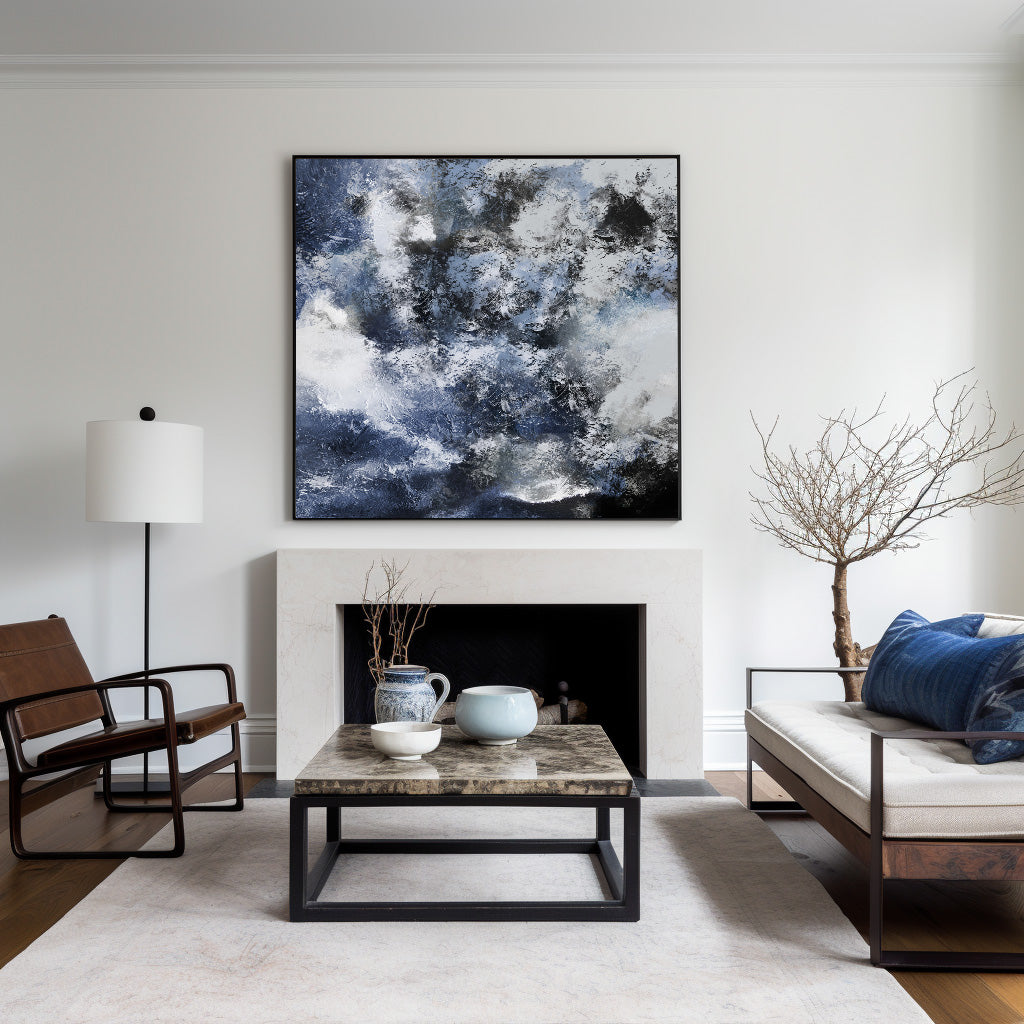Blue Black Abstract Painting