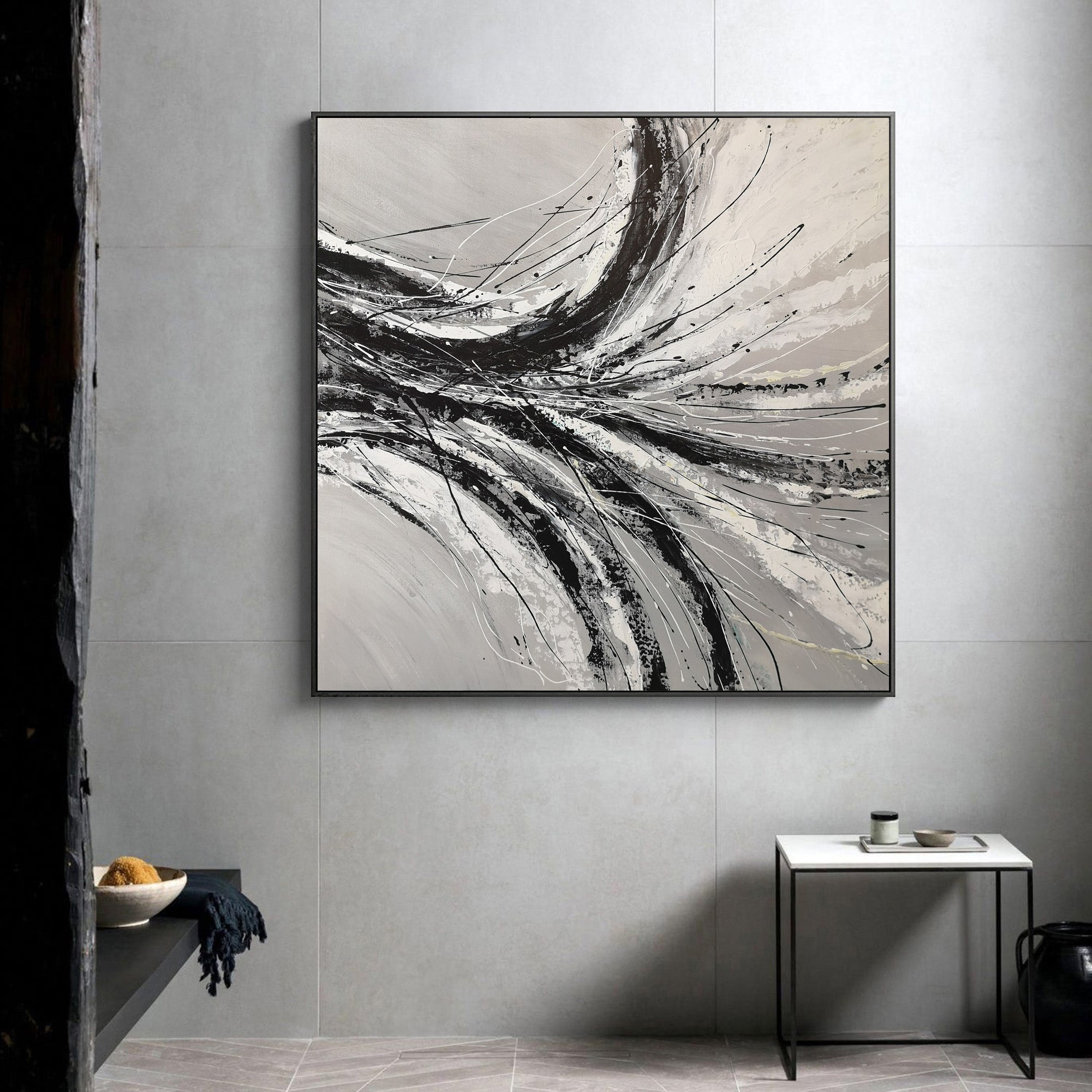 Wall Art Monochrome Swirling Currents