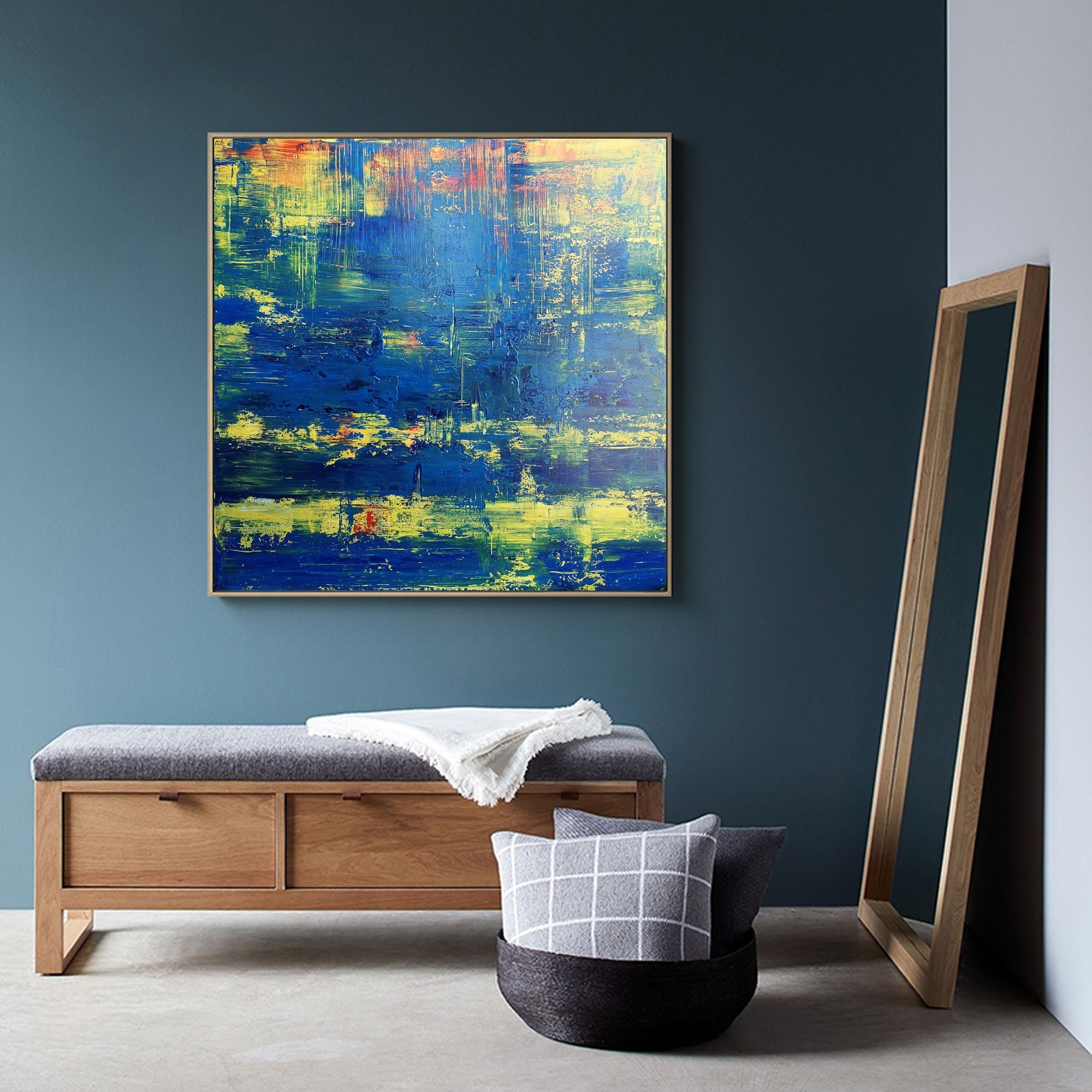 Blue Yellow Abstract Art