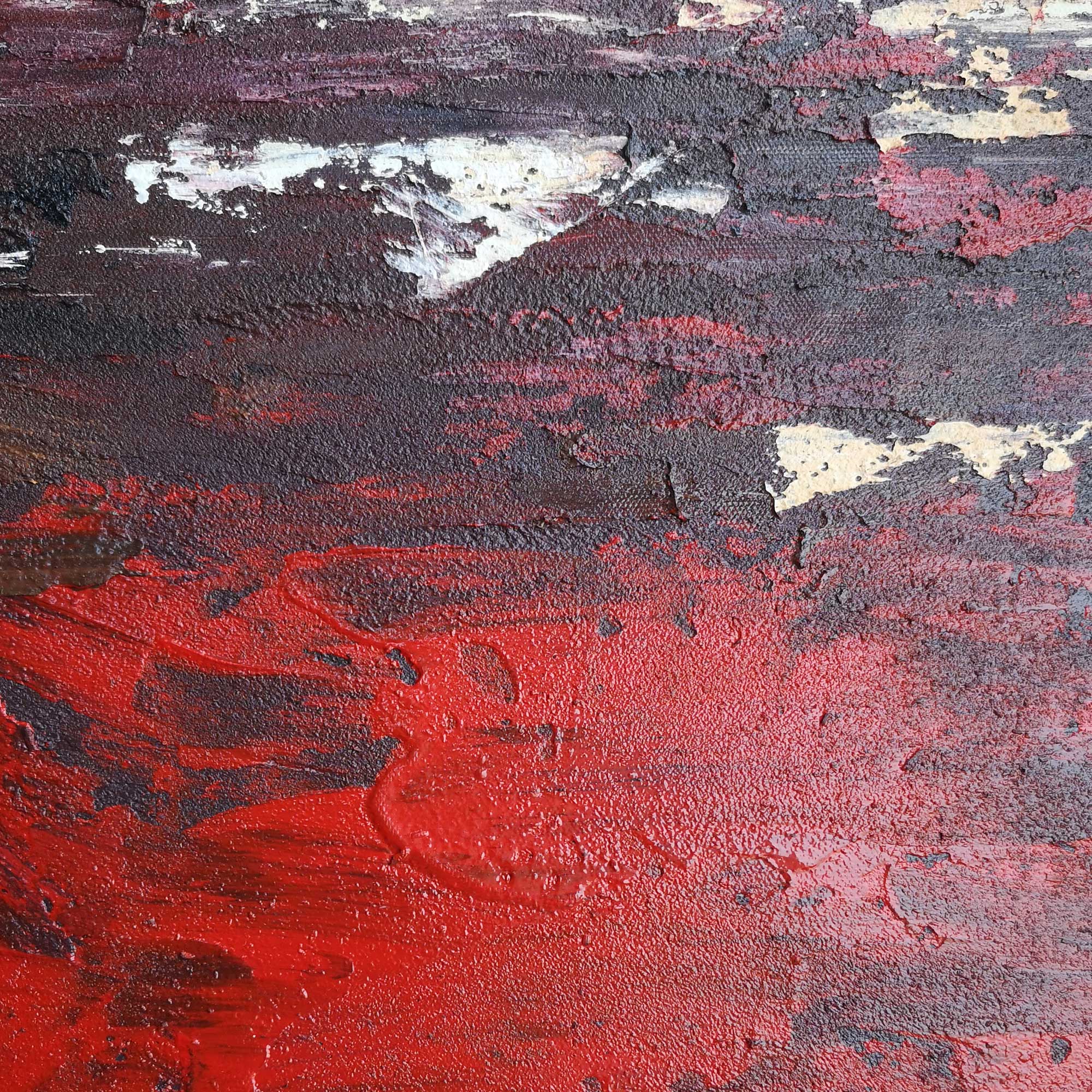 Square Abstract Minimalist Red Painting