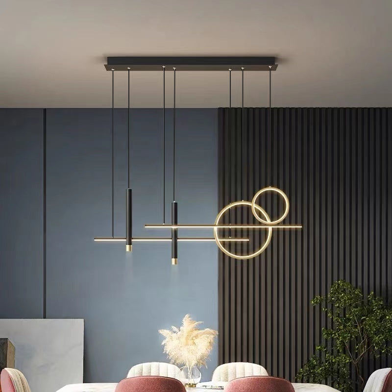 Arisha Modern Pendant Light LED, Double Circle, Gold/Black - Neutralighting
