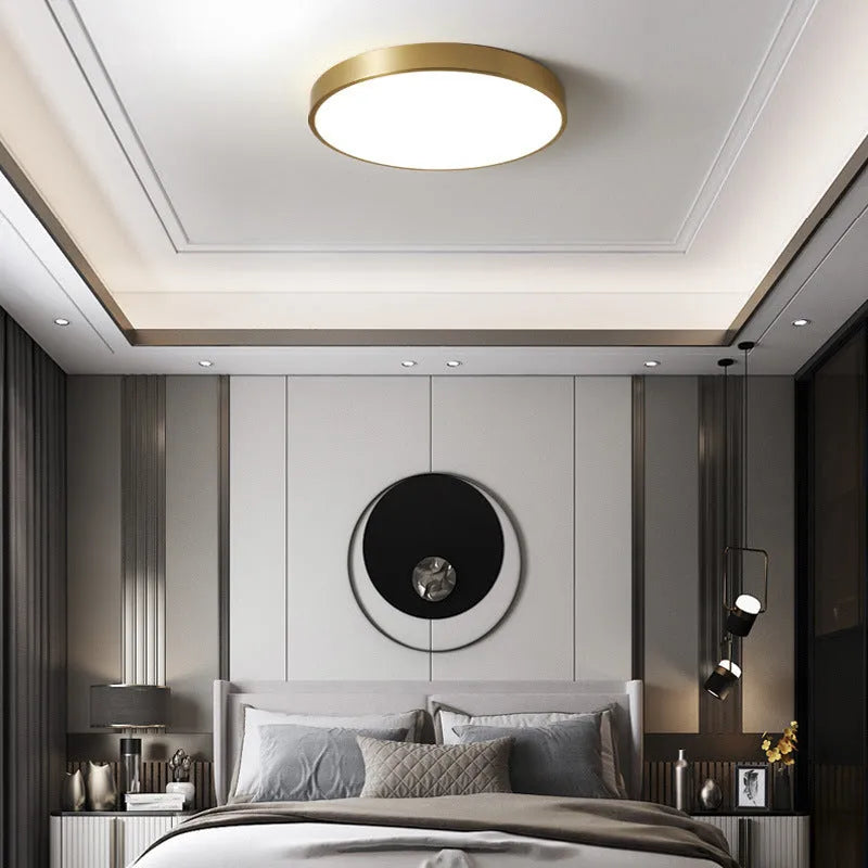 Arisha Nordic LED Gold Round Ceiling Light, Metal & Acrylic - Neutralighting