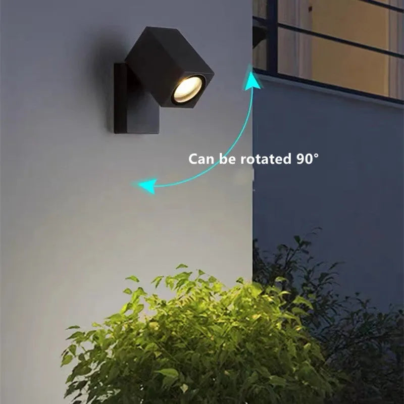 Artiq Modern Outdoor Rotatable Metal Spotlight Wall Lamp, Black - Neutralighting