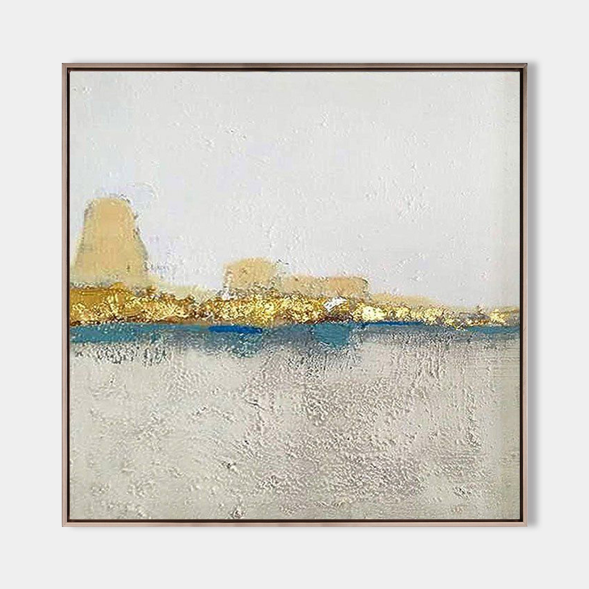 Textured Golden Coastline Framed Canvas Artwork