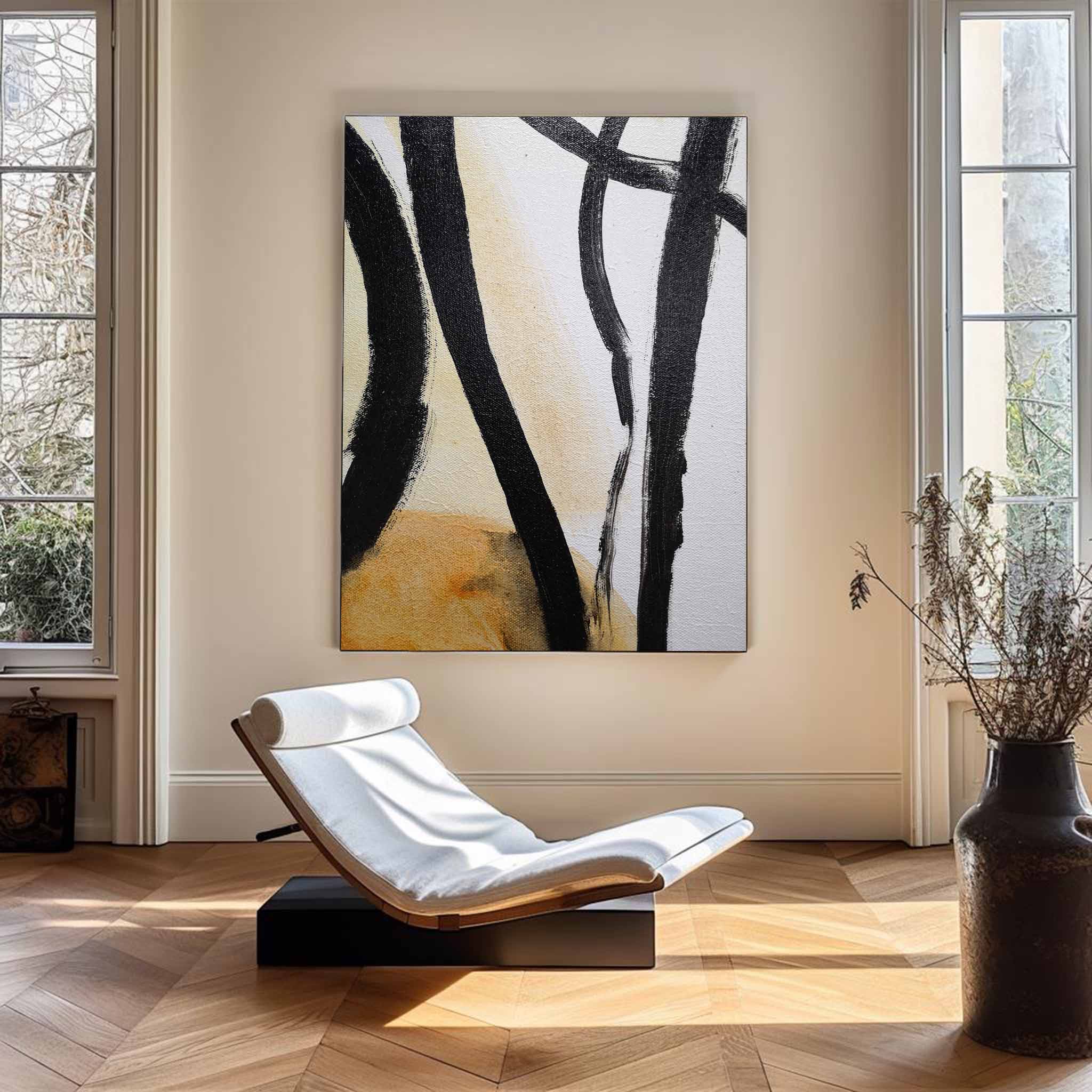 Black And White Abstract Minimalist Painting ABAV74 - Neutralighting