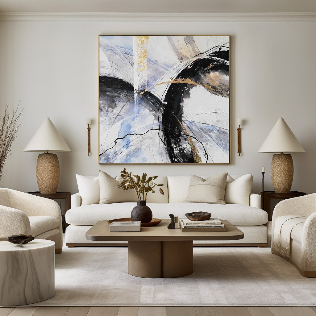 Black White Gold Abstract Art