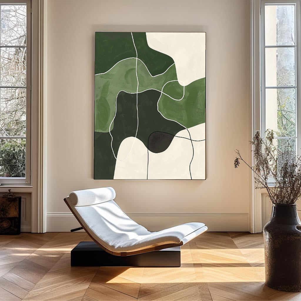 Green Abstract Organic Shapes Painting