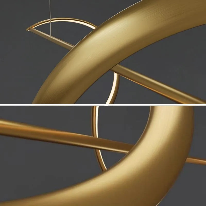 Zelin Pendant Light Wave Minimalist Designer, Metal, Brass/Black - Neutralighting