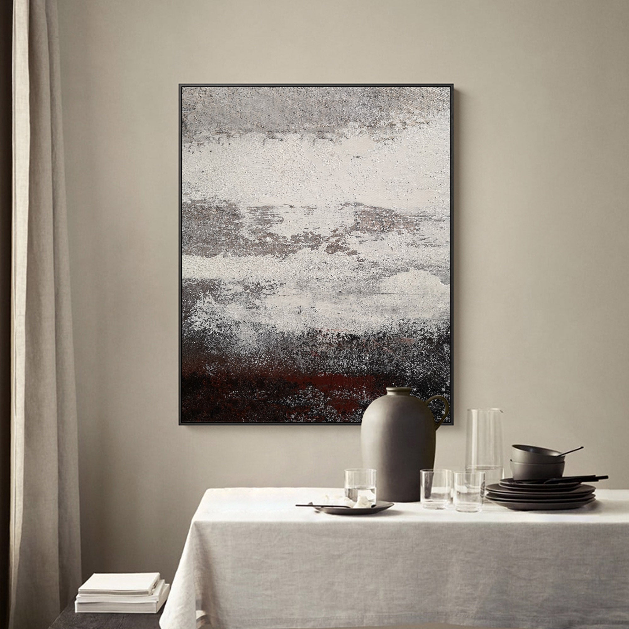 Grey And White Abstract Painting